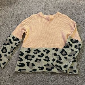 Cozy cheetah and pink sweater